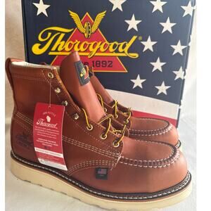 Thorogood Work Boots American Heritage 6" Mens 9D Moc Steel Toe Leather 804-4200